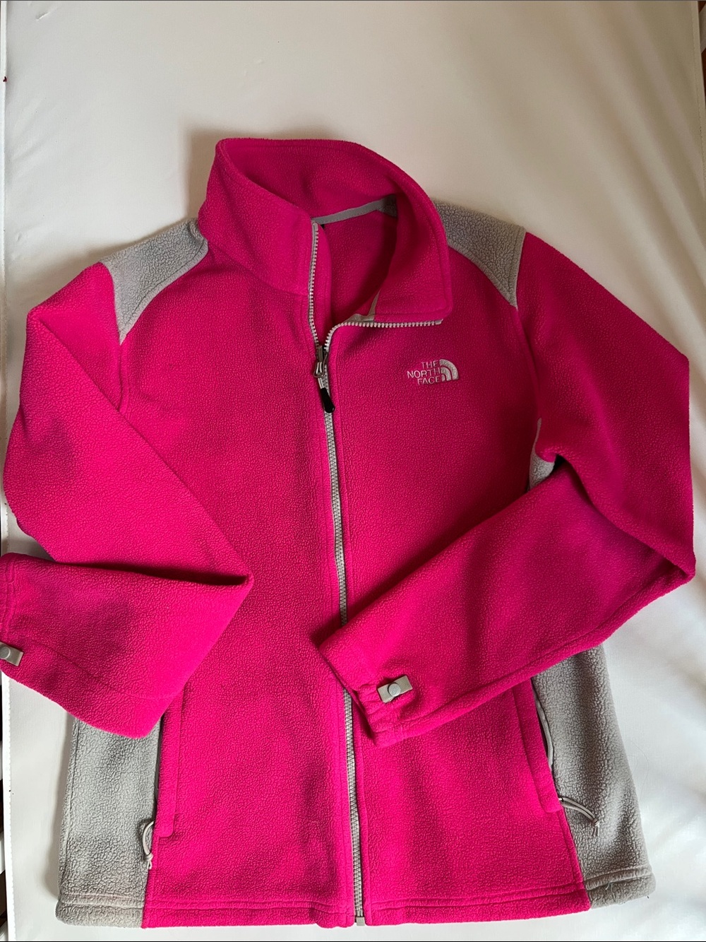 The North Face Hot Pink and Light Gray Women's Full-Zip Fleece Jacket